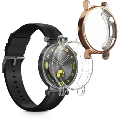 Afbeelding van kwmobile 2x smartwatch hoes geschikt voor Huawei Watch GT4 41mm hoesje Siliconen sporthorloge cover Activity tracker case in transparant / roségoud