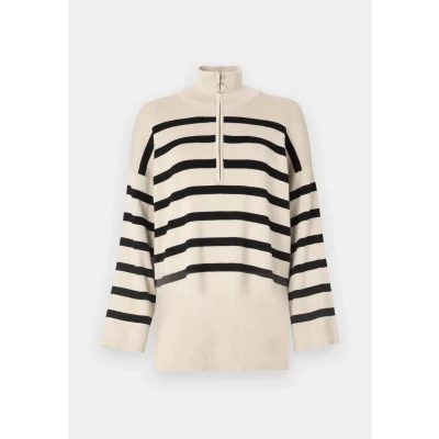 Afbeelding van Object Objester L S ZIP NOOS Trui, Dames, Maat: XS, Sandshell/black