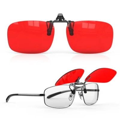 Afbeelding van Goiteia Red Clip on Blue Light Blocking Glasses for Sleep Block &amp; Green Light, Improve Sleep, Relieve Eye Strain and Headaches, Screen Use, Rabattable Plus Flexible À