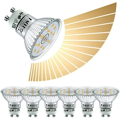 Afbeelding van EACLL Ledlampen, GU10, 4,8 W, traploos dimbaar, komt overeen met 50 6 stuks, 3000 K, 425 lm, warmwit, verlichting zonder flikkeren, dimmen 120 graden, spot, AC 230 V, reflectorlamp