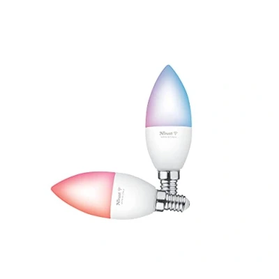 Afbeelding van Trust wifi E14 slimme gloeilamp, compatibel met Alexa en Google Home, gekleurde ledlamp, zonder hub, 2,4 GHz, led lamp, wit kleur, 2 stuks