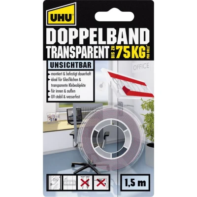 Afbeelding van UHU 45375 Dubbelzijdige tape Transparant (l x b) 1.5 m 19 mm 1 stuk(s)