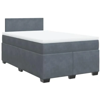 Image de vidaXL Sommier à lattes de lit et matelas Gris foncé 120x200cm Velours