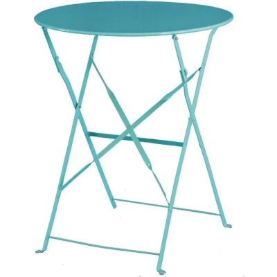 Afbeelding van Bolero ronde stalen opklapbare tafel turquoise 59,5cm
