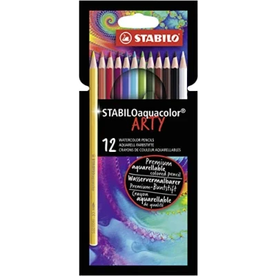 Image de STABILO Crayon de couleur aquacolor Etui carton x 12 crayons aquarellables Gamme ARTY