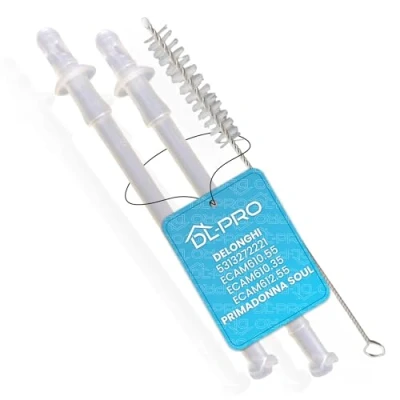 Afbeelding van DL pro 2 x melkopzuigbuizen voor DeLonghi 5313272221 met borstel koffiezetapparaat ECAM610.55 ECAM610.35 ECAM612.55 PrimaDonna Soul