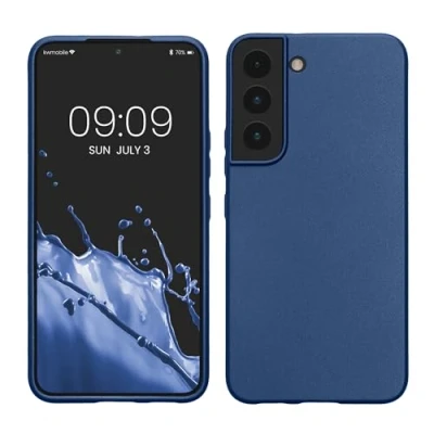 Afbeelding van kwmobile telefoonhoesje geschikt voor Samsung Galaxy S22 Hoesje smartphone Back cover in metallic donkerblauw