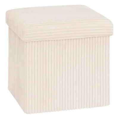 Afbeelding van Atmosphera Poef velvet 38x38x38cm Opvouwbaar Wit