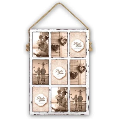 Afbeelding van ZEP Houten Multi Kingscote wit / bruin voor 9 foto&#039;s 10x15 (afmeting 32x47 cm) BF984