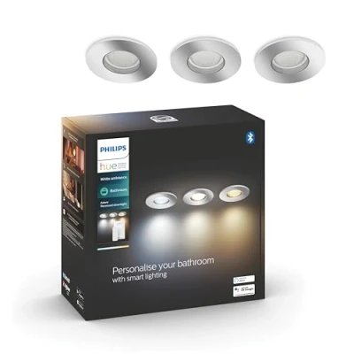 Afbeelding van Philips Hue Adore badkamerinbouwspot warm tot koelwit licht 3 pack 1 dimmer switch chroom