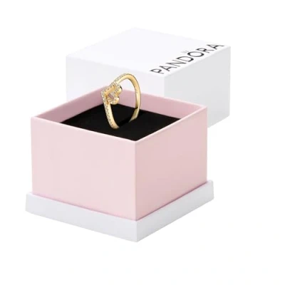 Afbeelding van Pandora Timeless Wishbone 14K vergulde legering ring met zirkonia, Zilver, Zirkonia