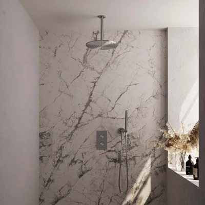 Afbeelding van Brauer Brushed Edition Regendoucheset inbouw hoofddouche 30 cm 2 functies inclusief inbouwdeel handdouche Staaf 1 standen RVS geborsteld