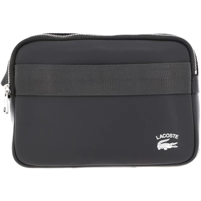 Afbeelding van Lacoste Leren Schoudertas Slingtas Practice Reporter Bag Dark Shadow Grijs