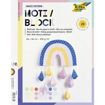 Afbeelding van Folia motiefpapier Basic Intensive ft 24 x 34 cm, blok met 20 vel