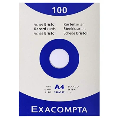 Afbeelding van Exacompta etui 100 steekkaarten bristol effen niet geperforeerd 210x297mm, Wit