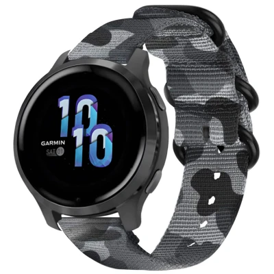 Afbeelding van iMoshion Nylon 22 mm bandje Geschikt voor Garmin Venu 2 / Fenix 7 Pro 7s 6 Vivoactive 4 Polar Grit X Vantage M2 V2 Donkergrijs