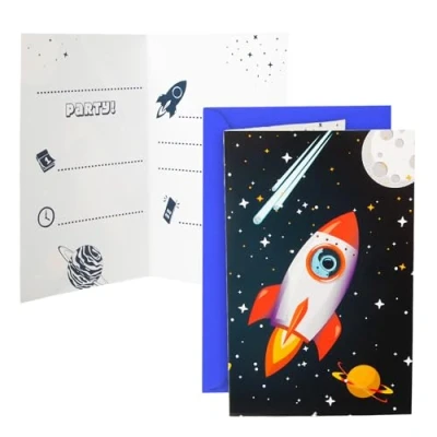 Afbeelding van Ruimte en Space Uitnodigingen 6 Stuks