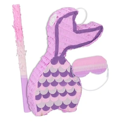 Afbeelding van Relaxdays piñata zeemeermin met stok en blinddoek zelf vullen set