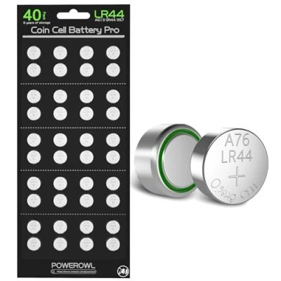Afbeelding van POWEROWL LR44 knoopcellen, 40 stuks, LR 44 AG13 CR44 357 303 A76 alkalinebatterij 1,5 V [de batterij is bijgewerkt en gaat langer mee]