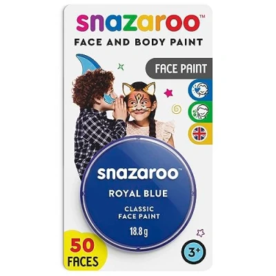 Afbeelding van Snazaroo Verf voor gezicht en lichaam, make up vermomming, kinderen volwassenen, blisterverpakking 18 ml, kleur: felblauw