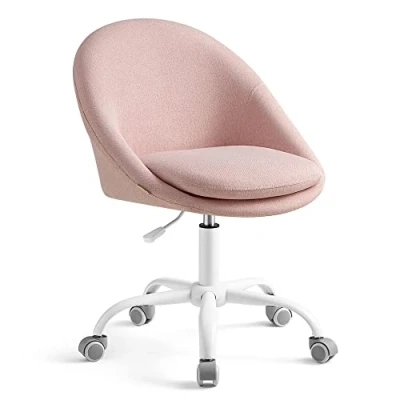 Afbeelding van SONGMICS Homeoffice OBG920P01 Set van 2 draaibare bureaustoelen met schuimvulling, in hoogte verstelbaar, voor kantoor, slaapkamer, roze