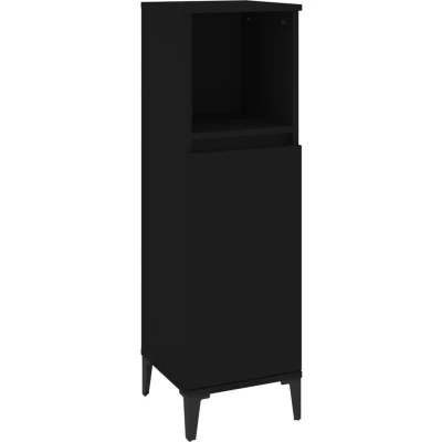 Afbeelding van Badkamerkast 30x30x100 cm bewerkt hout zwart