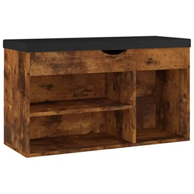 Afbeelding van vidaXL Schoenenbank met kussen, gerookt eiken, 80 x 30 47 cm, spaanplaat