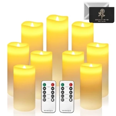 Afbeelding van UCAMP 9 stuks led kaarsen zonder vlam, op batterijen, voor buiten, waterdicht, led, met afstandsbediening, werkt bruiloft, feest, Kerstmis, woondecoratie