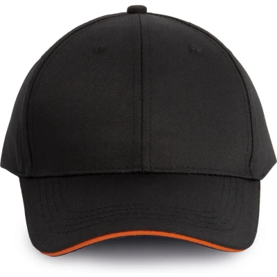 Afbeelding van WK. Designed To Work Contrasterende sandwichpet 6 panelen Oeko Tex WKP145 Black / Orange