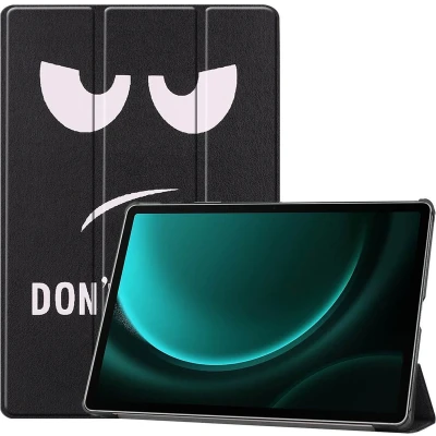 Afbeelding van iMoshion Tablet Hoes Geschikt voor Samsung Galaxy Tab S9 FE Plus / Design Trifold Bookcase Zwart /Don&#039;t touch