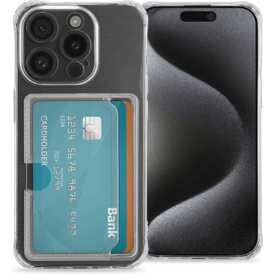 Afbeelding van iMoshion Hoesje Geschikt voor iPhone 15 Pro met Pasjeshouder Softcase Backcover pashouder 3.0 Transparant