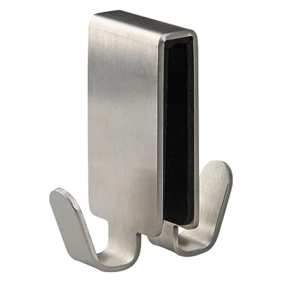 Afbeelding van Fackelmann 61238 dubbele haak van roestvrij staal, voor douchewand, 7,5 x 7 cm