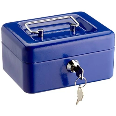 Afbeelding van Wedo metalen Geldkistje met Muntgeldbak Maat 1 Blauw