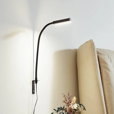 Afbeelding van Lindby LED leeslamp Flexola, zwart, hoekig, stekker