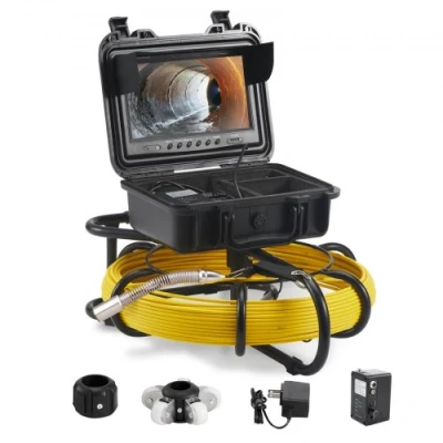 Image de VEVOR Caméra Inspection Canalisation 70 m Endoscopique Drain écran 9&#039;&#039; avec Enregistreur Dvr étanche IP68 12 Led Réglables Carte Sd 16 Go