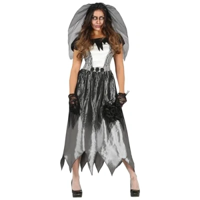 Afbeelding van Guirca Feesten &amp; Gelegenheden Kostuum Wachtend Bij Het Altaar Spookbruid Wendy Vrouw Grijs Maat 42 44 Halloween Verkleedkleding