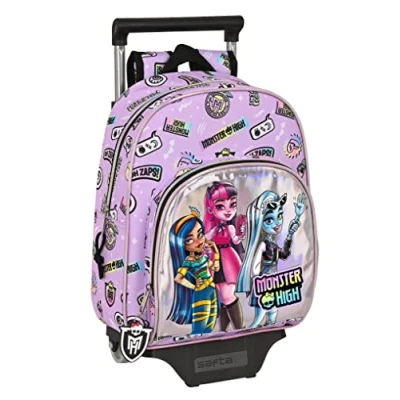Afbeelding van Schoolrugzak met Wielen Monster High Best boos Lila 28 x 34 10 cm