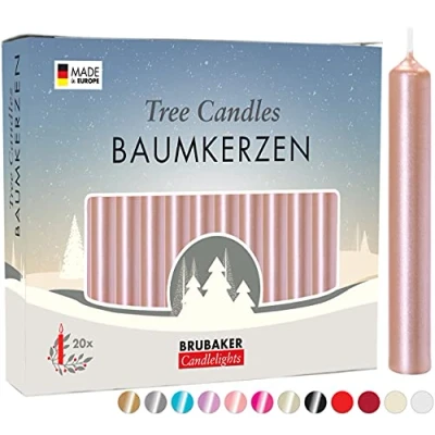 Afbeelding van BRUBAKER 20 Stuks Boomkaarsen Was Kerstmis Kaarsen Piramide Kerstboom Rose Goud