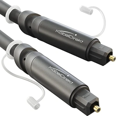 Afbeelding van KabelDirekt Optische audiokabel met 0% signaalverlies en beschermkap 1,5 m TOSLINK naar kabel (glasvezelkabel voor thuisbioscoop, versterkers, PS4, Xbox, S/PDIF)