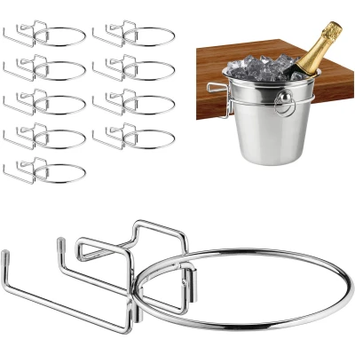Afbeelding van Champagne koelhouder, 10 stuks, voor wijnkoeler met een diameter van 18 cm, ruimtebesparend, ijzer, zilver