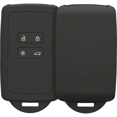 Afbeelding van kwmobile autosleutelhoes geschikt voor Renault 4 knops Smartkey autosleutel (alleen Keyless Go) Siliconenhoes in mat zwart Sleutelcover