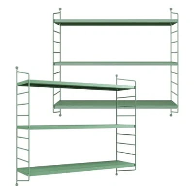 Afbeelding van Wandplank Strängnäs set van 2 verstelbaar 50x60x15 cm pastel groen [en.casa]