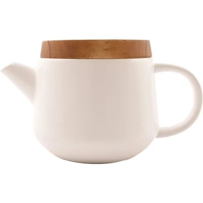 Afbeelding van Point Virgule theepot met deksel 600ml aardewerk / acacia wit