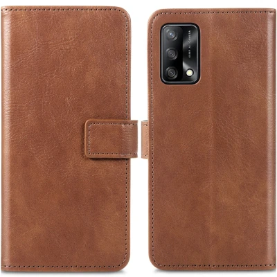 Afbeelding van iMoshion Hoesje Geschikt voor Oppo A74 (4G) Met Pasjeshouder Luxe Bookcase Bruin