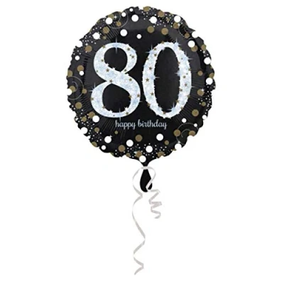 Afbeelding van Amscan Folieballon Happy Birthday 80 Jaar 45 Cm Helium Zwart