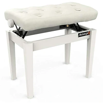 Image de Audibax KB500W Banc pour piano ou clavier de pliable à haute résistance Réglable en hauteur 47 55,5 cm Tabouret rembourré Fabriqué bois
