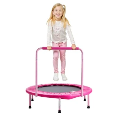 Image de VEVOR Mini trampoline pliable fitness rebounder pour tout petits 920 mm rose