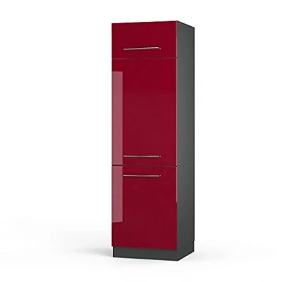 Afbeelding van Vicco Koelkast ombouwkast Fame Line, Bordeauxrode hoogglans/Antraciet, 60 cm