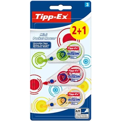 Afbeelding van Tipp Ex correctieroller Mini Pocket Mouse Fashion, blister 2 + 1 gratis