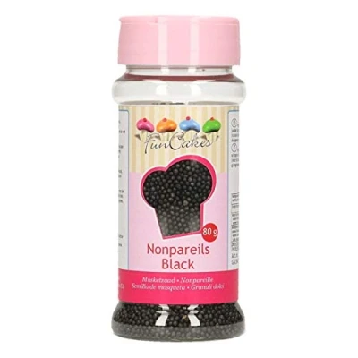 Afbeelding van FunCakes Non parate, zwart, sprinkles goede smaak, perfect voor taartdecoratie, 100 g
